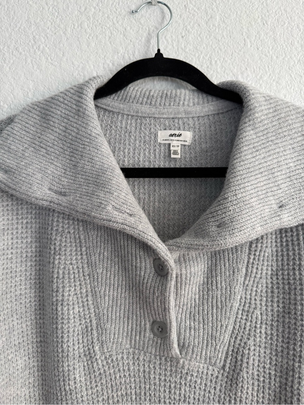 Aerie CozyUp Waffle Button Sweater Size XS- oversized - Picture 5 of 6